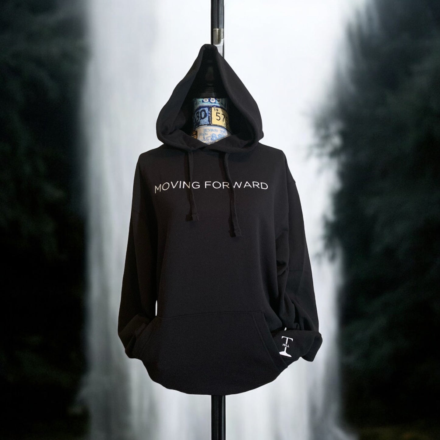 New!! Embroidered Black Hoodie With White Letters Long Sleeve with the empowering and inspiring phrase "Moving Forward" Unisex (Men's Hoodie / Women's Hoodie) **Free Shipping**