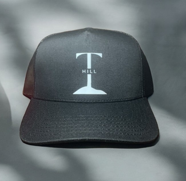 T Hill Black Trucker Hat Snapback With Printed Logo - One Size Fits All ** Free Shipping **