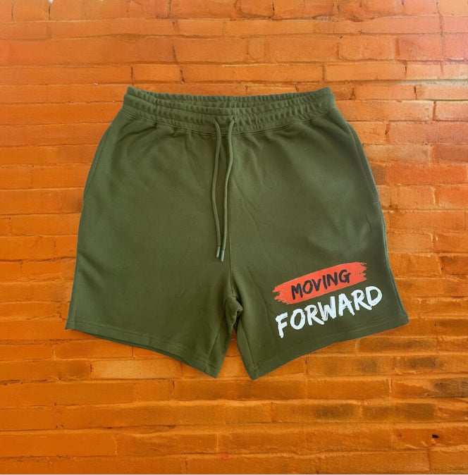 Green Shorts with the empowering and inspiring phrase "Moving Forward" Unisex (Men Shorts / Women Shorts) **Free Shipping**