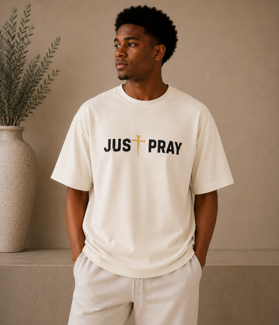 JUST PRAY™ Signature Tee Ivory/Gold