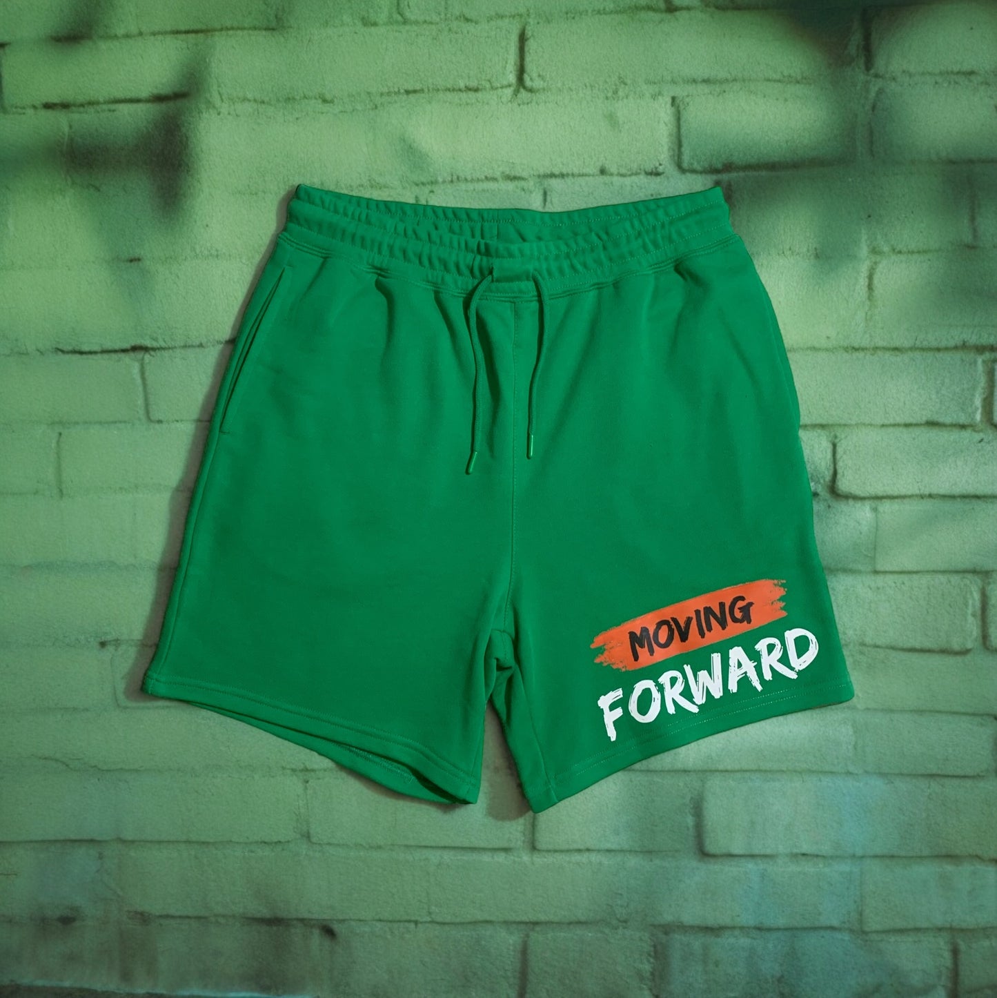 Irish Green Shorts with the empowering and inspiring phrase "Moving Forward" Unisex (Men Shorts / Women Shorts) **Free Shipping**