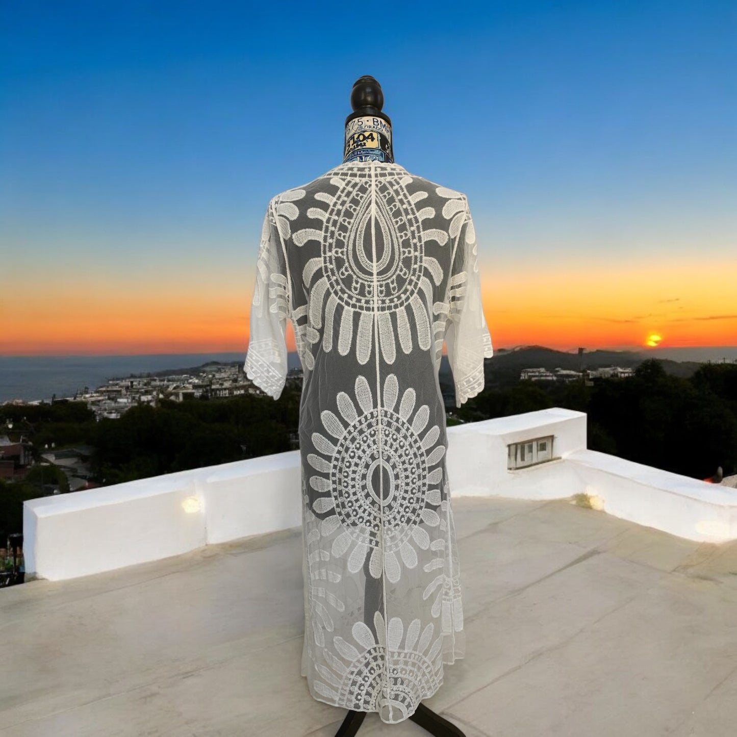 New! Elegant White Sheer Kimono **Free Shipping**