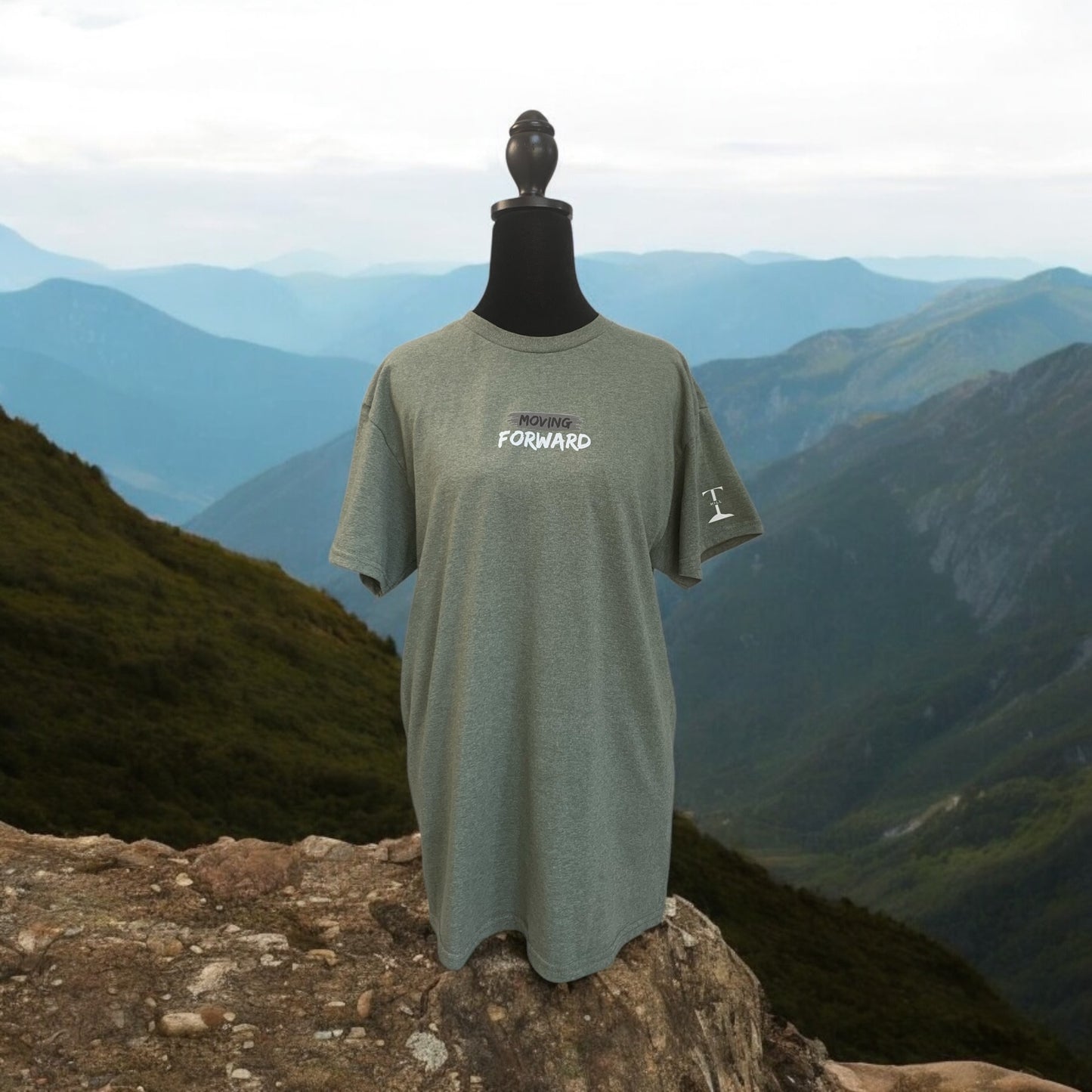 Heather Military Green Short Sleeve T-shirt with the empowering and inspiring phrase "Moving Forward" Unisex (Men / Women) **Free Shipping**