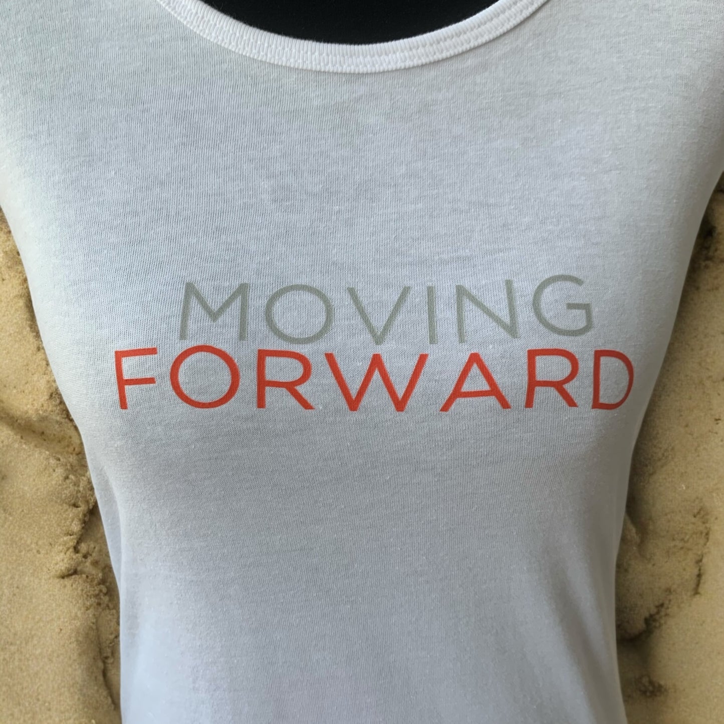 WHITE "Moving Forward" Racerback Tank **Free Shipping**