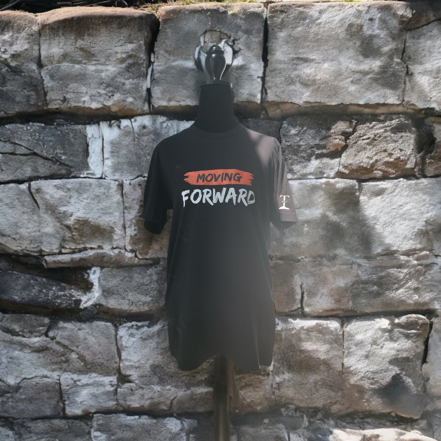 Black Short Sleeve T-shirt with the empowering and inspiring phrase "Moving Forward" Unisex (Men / Women) **Free Shipping**