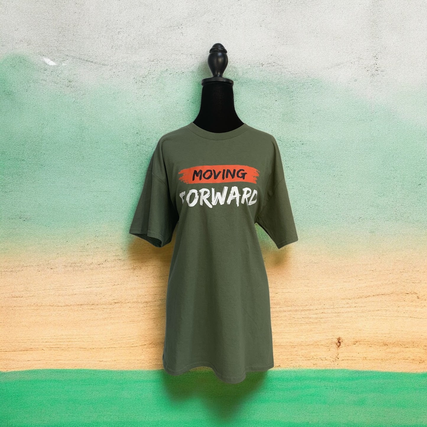 Military Green Short Sleeve T-shirt with the empowering and inspiring phrase "Moving Forward" Unisex (Men / Women) **Free Shipping**