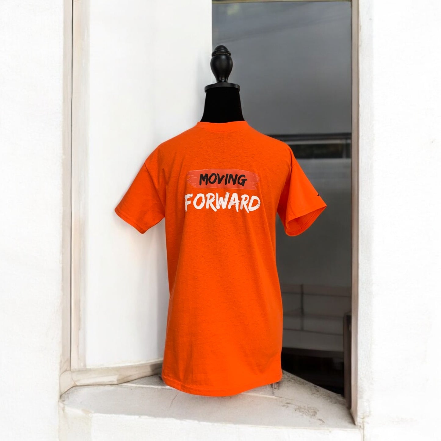 Orange Short Sleeve T-shirt with the empowering and inspiring phrase "Moving Forward" Unisex (Men / Women) **Free Shipping**