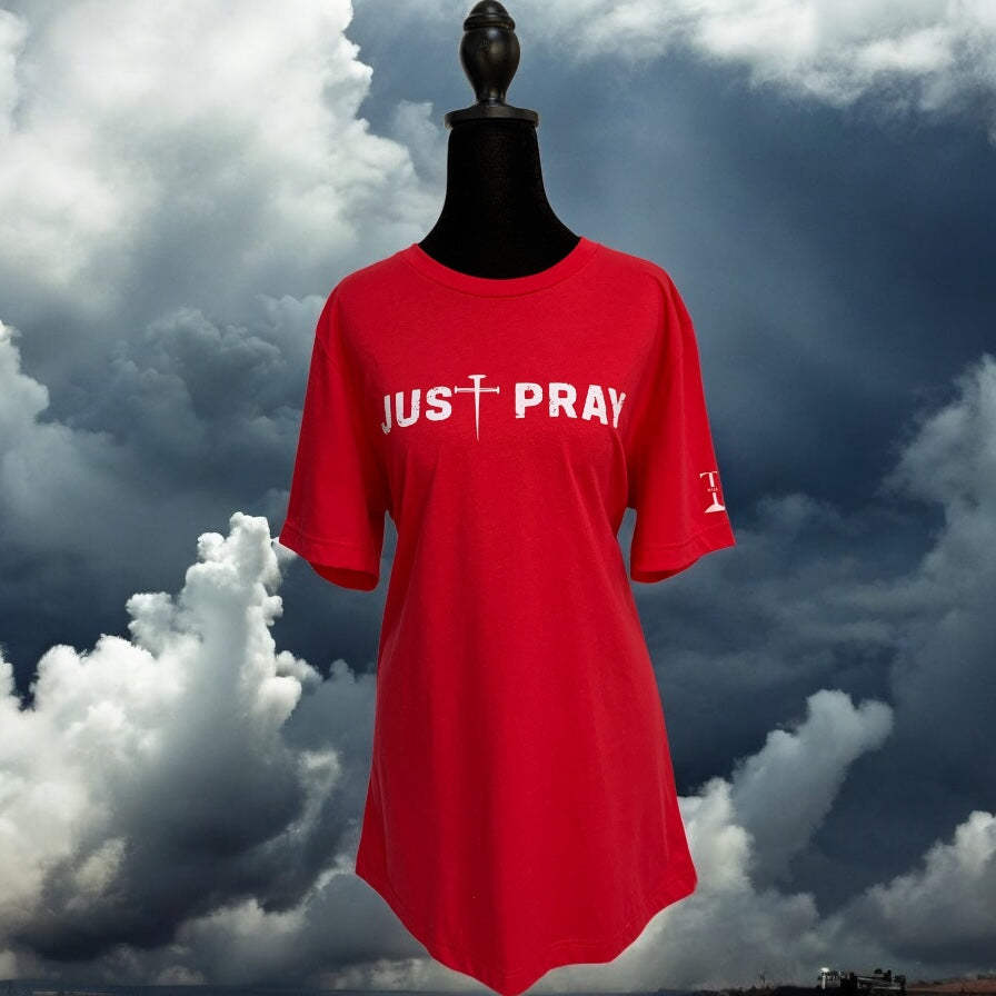 NEW !! "Just Pray" Red Bella + Canvas Soft-Style T-Shirt (Men / Women) **Free Shipping**