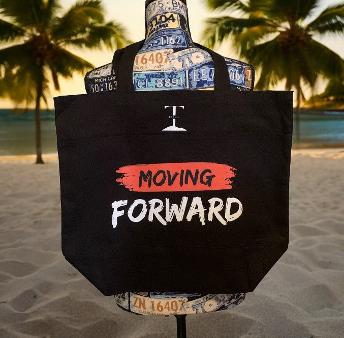 Large Women's Tote Bag with the empowering and inspiring phrase "Moving Forward" **Free Shipping**