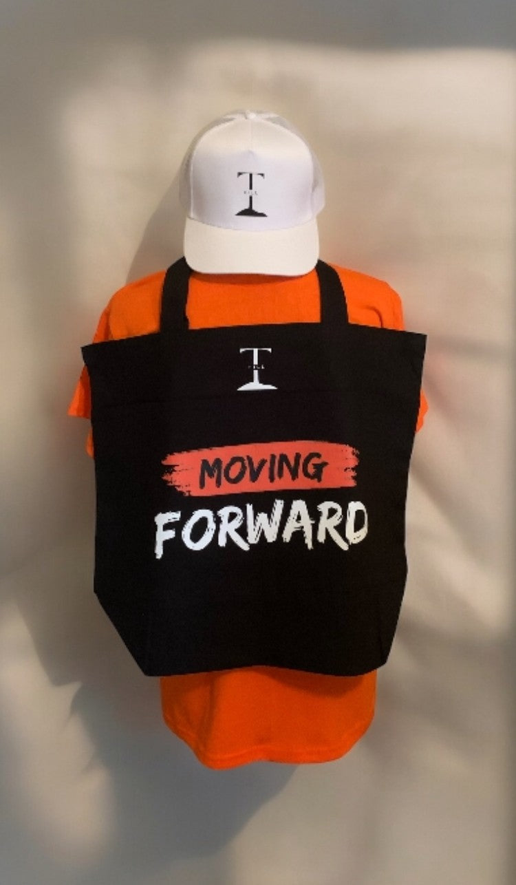 Large Women's Tote Bag with the empowering and inspiring phrase "Moving Forward" **Free Shipping**