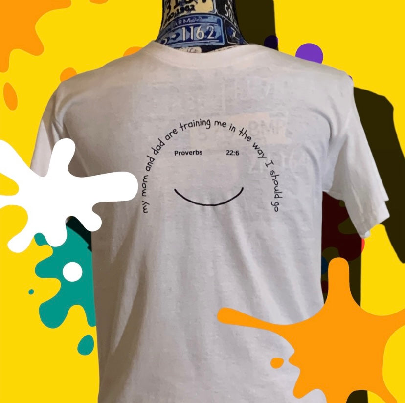 Kid's White Short Sleeve Faith Based T-shirt Proverbs 22:6 **Free Shipping**