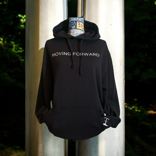 Moving Forward™ Embroidered Hoodie – Black / White Edition