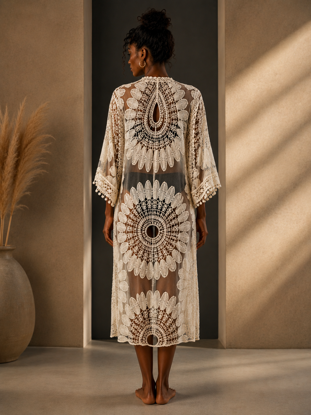 Ivory Lace Kimono Cover-Up | Elegant Resort Style