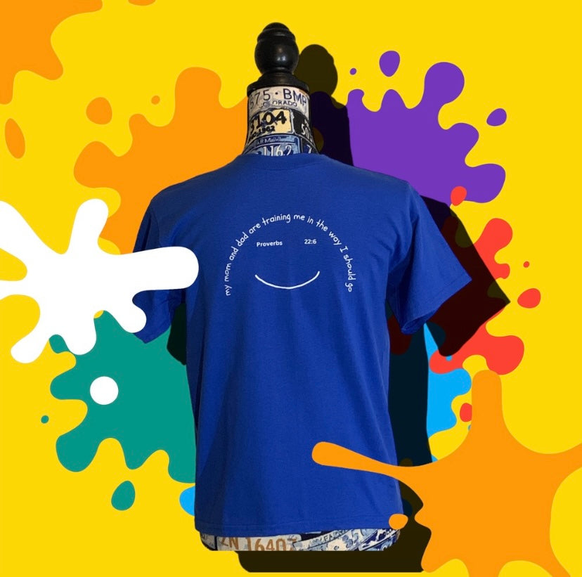 Kid's Royal Blue Short Sleeve Faith Based T-shirt Proverbs 22:6 **Free Shipping**
