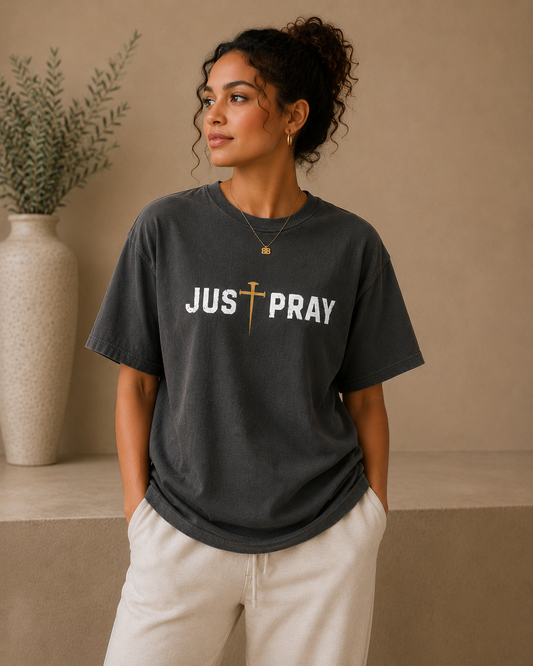 JUST PRAY™ Signature Tee Charcoal/Gold