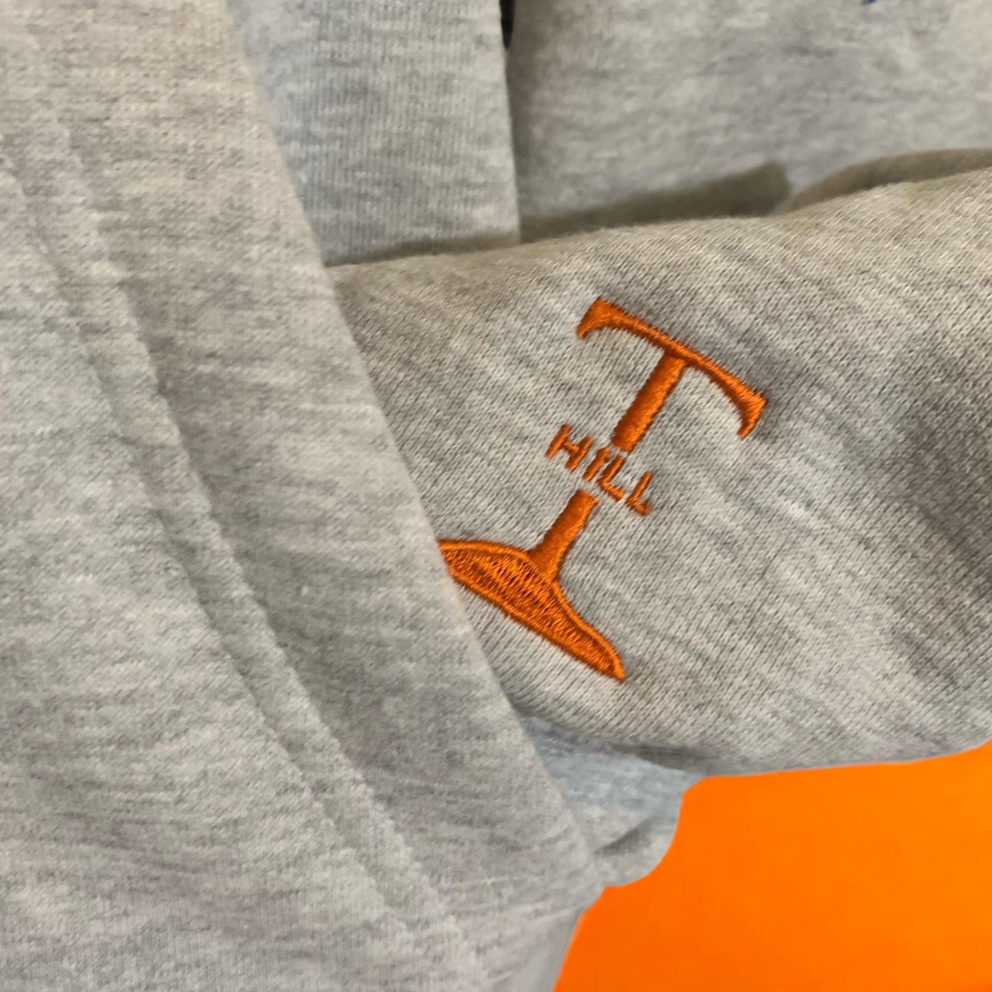 ***Pre-Order***  Embroidered Grey Hoodie with Burnt Orange Letters Long Sleeve with the empowering and inspiring phrase "Moving Forward" Unisex (Men's Hoodie / Women's Hoodie) **Free Shipping**