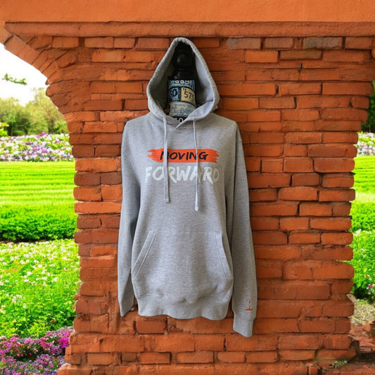 New!! Grey Hoodie Long Sleeve with the empowering and inspiring phrase "Moving Forward" Unisex (Men's Hoodie / Women's Hoodie) **Free Shipping**