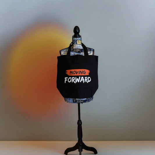 Large Women's Tote Bag with the empowering and inspiring phrase "Moving Forward"