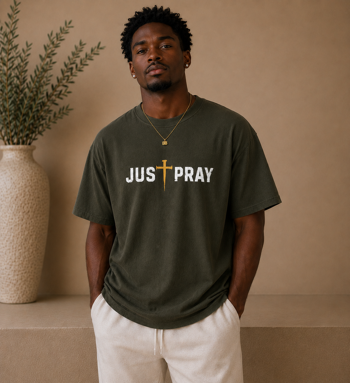 JUST PRAY™ Signature Tee Olive/Gold