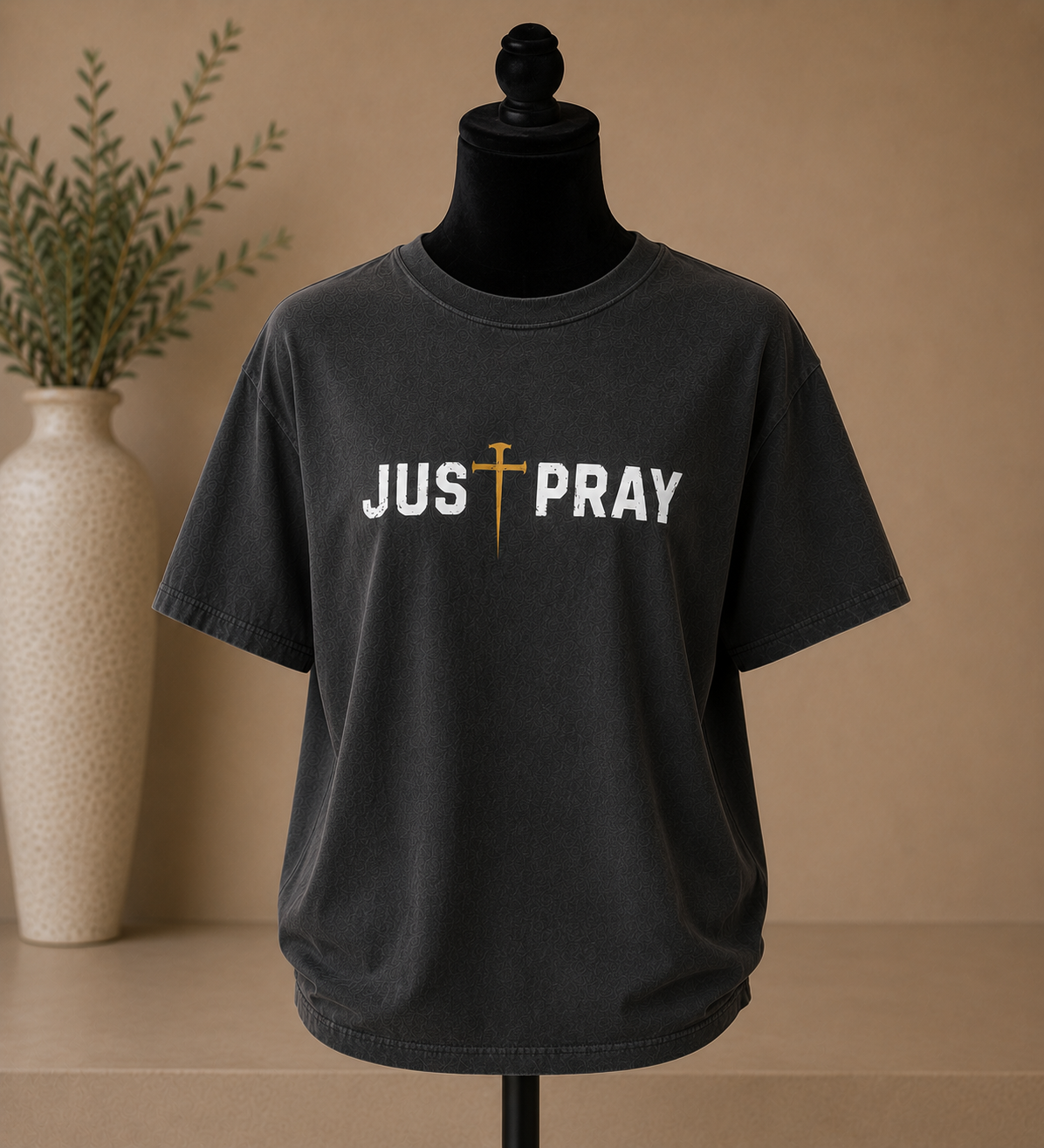 JUST PRAY™ Signature Tee Charcoal/Gold
