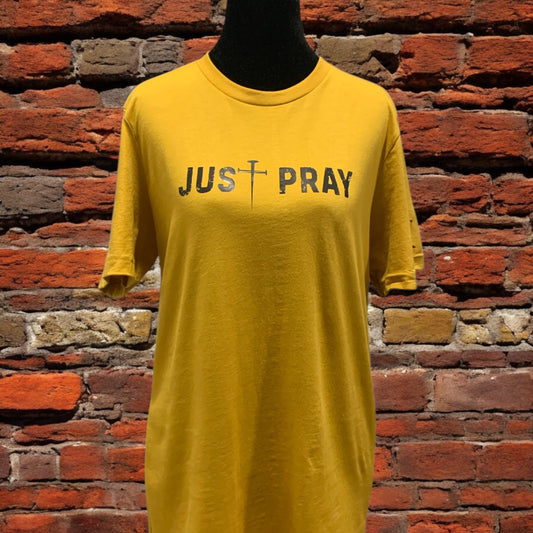 NEW !! "Just Pray" Mustard Bella + Canvas Soft-Style T-Shirt (Men / Women) **Free Shipping**