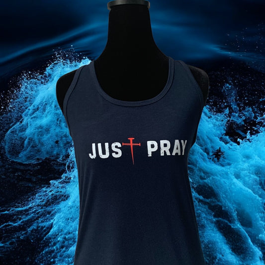 NEW !! "Just Pray" Navy Blue Women's Racerback Tank **Free Shipping**