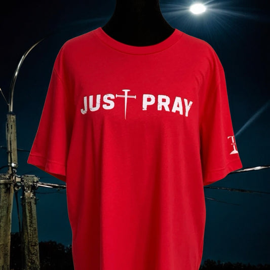 NEW !! "Just Pray" Red Bella + Canvas Soft-Style T-Shirt (Men / Women) **Free Shipping**