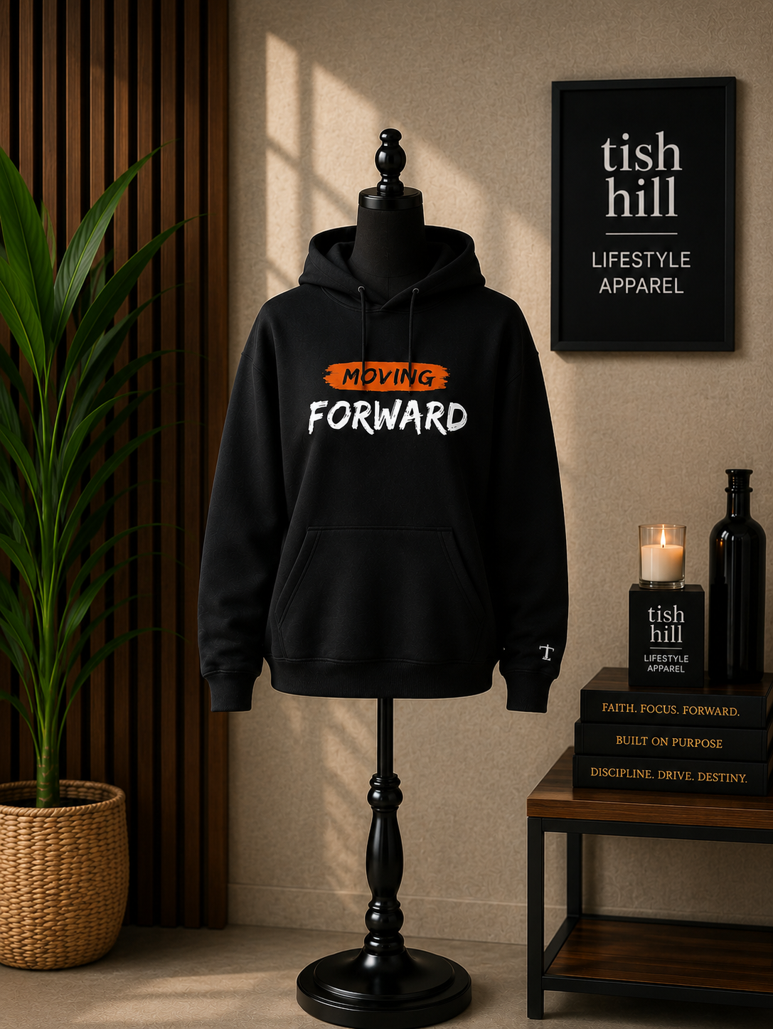 Moving Forward™ Signature Hoodie – Black / Burnt Orange Edition