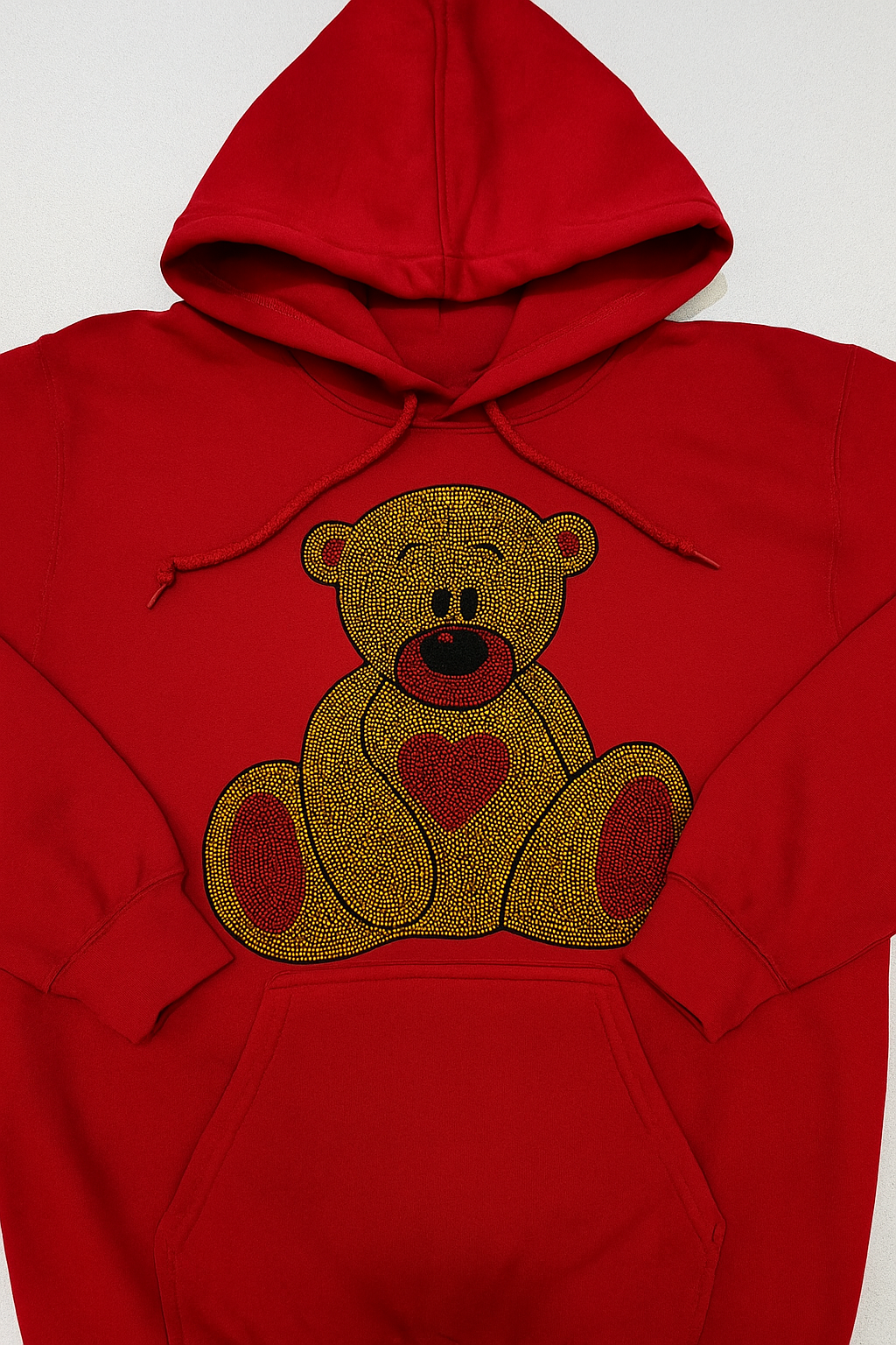 DAZZLING TAN & RED RHINESTONE TEDDY BEAR WITH RED OR BLACK HOODIE ** Free Shipping **