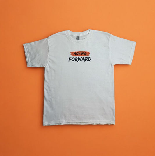 Kid's White Short Sleeve T-shirt with the empowering and inspiring phrase "Moving Forward" **Free Shipping**