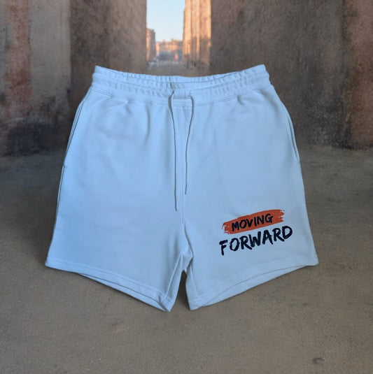 White Shorts with the empowering and inspiring phrase "Moving Forward". Unisex (Men Shorts / Women Shorts) **Free Shipping**